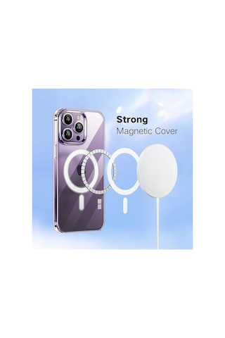 Iphone 14 Pro Max Kılıf Koruyucu Magsafe Ile Uyumlu 6.7 Inç Crystal Clear Halkalı Şeffaf Kapak Şeffaf
