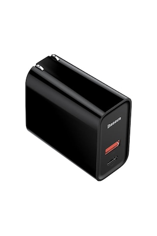 Xiyyadms Baseus 30w Hızlı Şarj Cihazı, Usb+type-c Çift Port, Pd3.0/qc3.0 Desteği, 100-240v, Katlanabilir Şarj Aleti, Siyah
