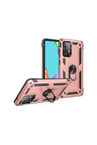 Samsung Galaxy A53 5g Kılıf Sofya Yüzüklü Silikon Kapak - Rose Siyah
