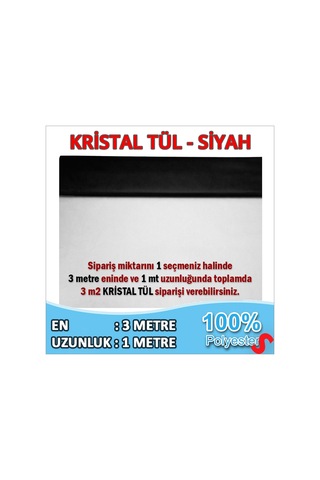 Süsleme Tülü Kristal Tül, 3 Mt En X 1 Mt Uzunluk - Siyah 0-99
