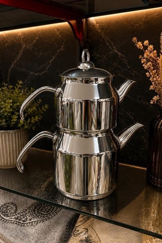 Çetcook Elit Metal Kulp Orta Boy Çaydanlık