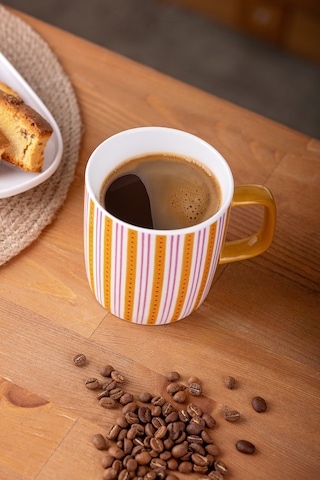 Emsan Çizgili New Bone Kupa 350 Ml Turuncu