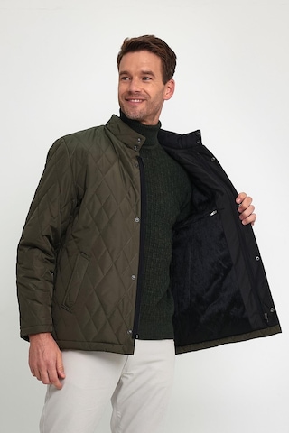 Sivaist Erkek Yeşil Standart Fit Normal Kesim Içi Kürklü Dik Yaka Çıtçıtlı Dolgulu Desenli Overcoat-Yeşil