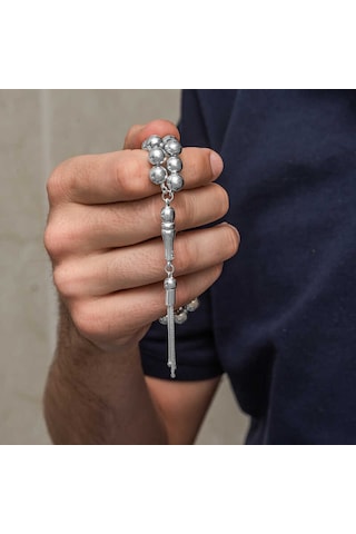Gümüş Küre Kesim 7 Mm Erkek Tesbih