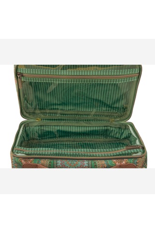 Yeşil Kadife Makyaj Çantası 27x10x19 Cm