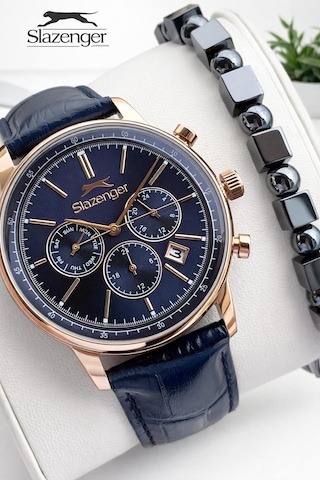Slazenger Erkek Deri Kordon Bileklik Hediyeli 2 Yıl Garantili Suya Dayanıklı Kol Saati Vs.blkt.0969 Rose Gold
