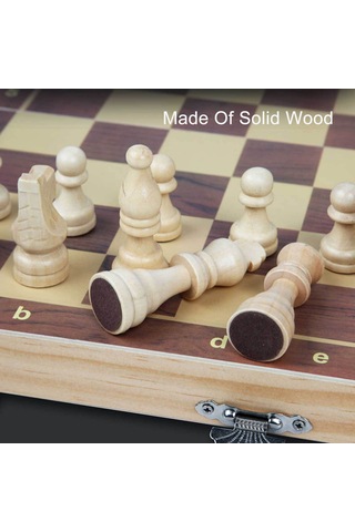 Ruicoo Taşınabilir Katlanır Ahşap Satranç Takımı - Dayanıklı Ve Renkli Tasarım, 29x29 Cm