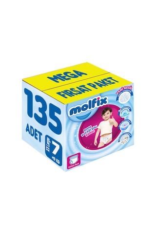 Molfix Külot Bebek Bezi Beden:7 19+kg Xx Large 135 Adet Mega 7 Numara
