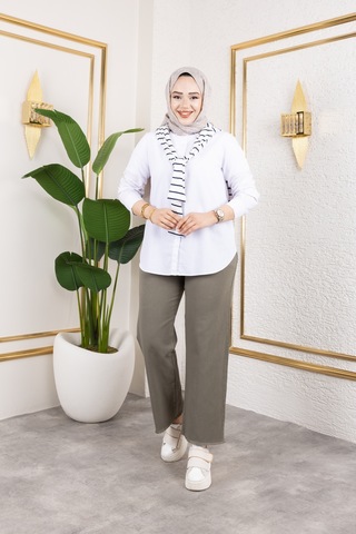 Beli Lastikli Keten Pantolon - Haki / A0104 Haki