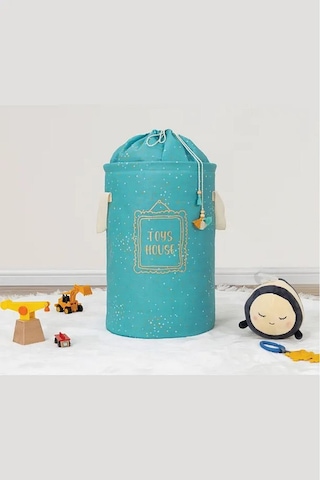 2 Adet Baby Yuvarlak Torbalı Sepet/oyuncak Sepeti/kirli Çamaşır Mavi