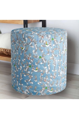 Mavi Bugs Bunny Puf Warner Bros Lisanslı Ürün, Süet Kumaş, Uluslararası Solmama Sertifikası Çok Renkli