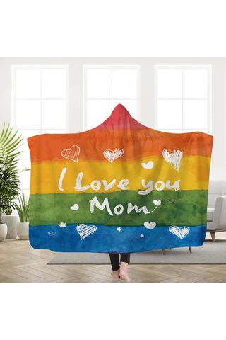 Homyl Kapüşonlu Battaniye Giyilebilir Şal Yatakhane Uyuklama Anne 130x150cm Çok Renkli