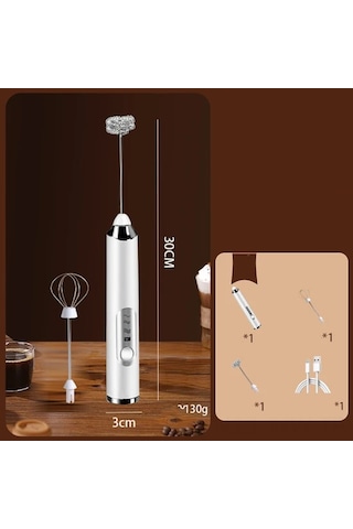 Moveevo Umee Beyaz Dikey Süt Köpürtücü Seti: Evdeki El Tipi Elektrikli Mikser İle Kahve, Çikolata Ve İçeceklerde Pürüzsüz Köpük Diğer