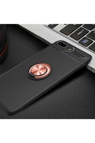 Apple Uyumlu iPhone 7 Plus Kılıf Zore Ravel Silikon Kapak Siyah-Rose Gold