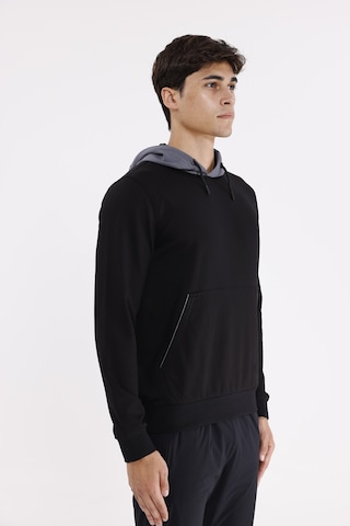 Rowinger Kanguru Cepli Ayarlanabilir Kordonlu Ribana Manşetli Rahat Kesim Kapüşonlu Sweatshirt Black