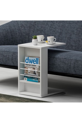 Beyaz Willy Tekerlekli C Sehpa Beyaz