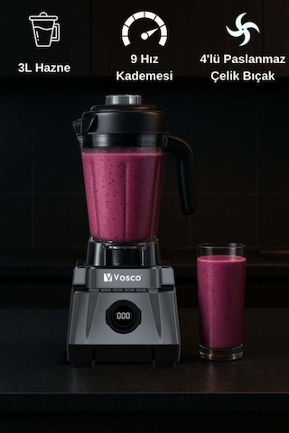 3 Lt Dijital Bar Blender Pro Gri