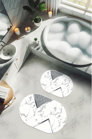 Yıkanabilir Kaymaz Tabanlı Modern Desenli 2'li Banyo Paspas Takımı Obps0015 Renkli