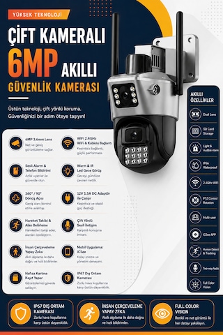 Wifi 2 Kameralı Güvenlik Kamerası