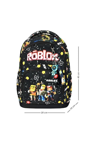 Goldline Avm Siyah Robloks Figürlü Çocuk İlkokul Okul Çanta Beslenme Kalemlik Seti 117 Sıyah