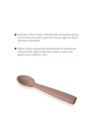 Babyjem Yumuşak Uçlu Silikon Kaşık Latte