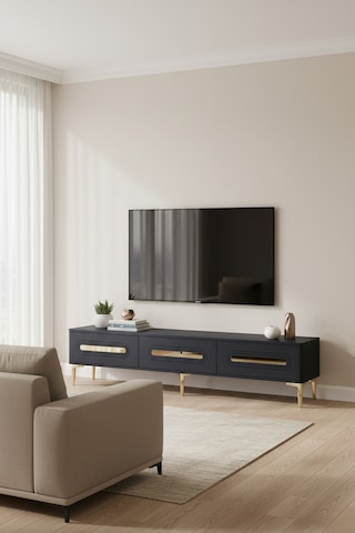 Tsa1806ag - Rany Tsa180 Tv Stand, Tv Sehpası Ve Tv Ünitesi Antrasit-gold 180cm Gri