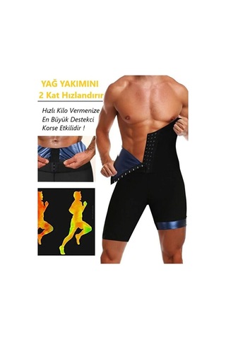 Sh Mağazacılık Sauna-şort Yüksek Bel Agraflı Sauna Unisex Termal Toparlayıcı Ve Sıkılaştırıcı Spor Şort Siyah