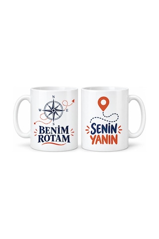 Trendexa Benim Rotam Senin Yanın 2'li Porselen Kupa Seti - Model 314 Mac
