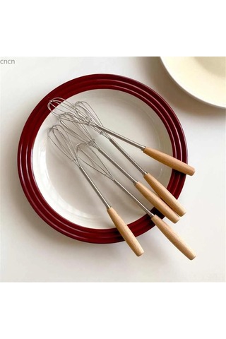 Yunboo Ahşap Saplı Paslanmaz Çelik Mini Kek Çırpıcı - 20.5 Cm, Evde Pastane Kalitesi Karışımlar Diğer