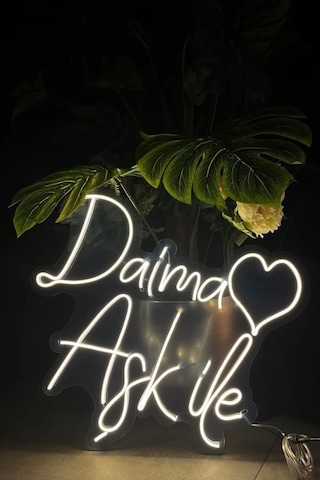Kalpli Daima Aşk İle Yazılı Neon Led Işıklı Tablo Düğün Ve Kutlama Duvar Dekorasyon Ürünleri
