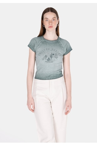Colin's Colins Slim Fit Yuvarlak Yaka Baskılı Kadın Yeşil Kısa Kol Tişört Cl1074580 Q1.v1 Gre Koyu Yeşil