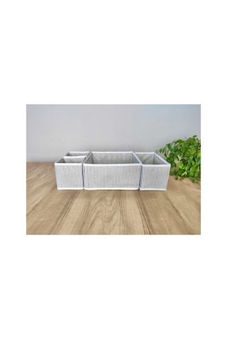 4 Parça Çekmece Içi Organizer & Çok Amaçlı Dolap Içi Düzenleyici & Masa Üstü Organizer - Çizgili Gri - 68904987 Gri