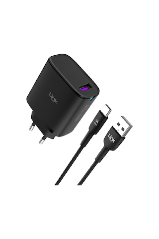 Linktech C318 45w Gan Qc3.0 Usb-a To Type-c Kablolu Şarj Aleti Set Beyaz