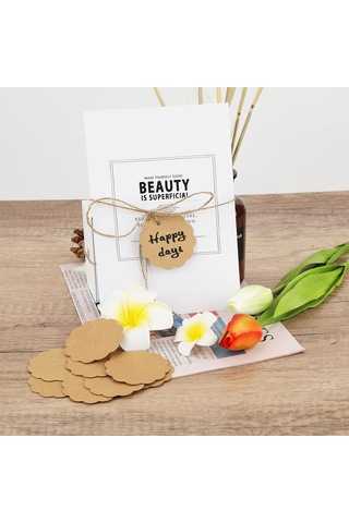 Yuvarlak Kraft Kağıt Etiketleri 5.2x5.2cm, 100 Adet Jüt İkiz Hedi