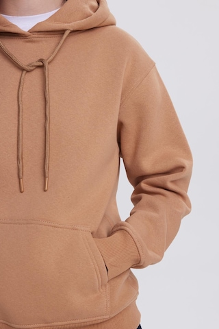 Tudors Kadın Relax Fit Rahat Kesim Pamuklu Kapüşonlu Kanguru Cepli Kiremit Sweatshirt-39944 Kiremit