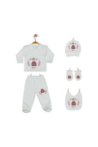 Pia Baby Gl 2010 İsme Özel Arabalı Yastık Zıbın Set Krem