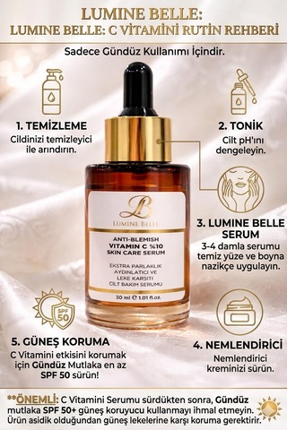 Lumine Belle Anti-blemish Vitamin C %10 Skin Care Serum - Vitamin C Ekstra Parlaklık, Aydınlatıcı Ve Leke Karşıtı Cilt Bakım Serumu