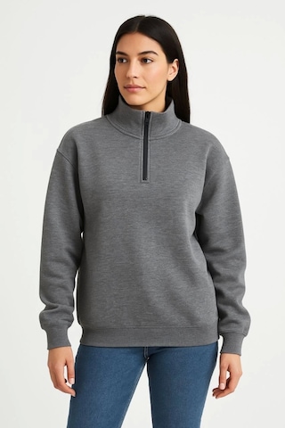 Epilons Zenda1125 Üç İplik Dık Yaka Yarım Fermuarlı Sweatshirt - Antrasit Zenda478