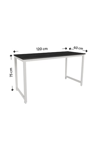 Siyah/beyaz 120x60 Çalışma Masası, Bilgisayar Masası, Ofis Masası, Metal Ayaklı Siyah - Beyaz