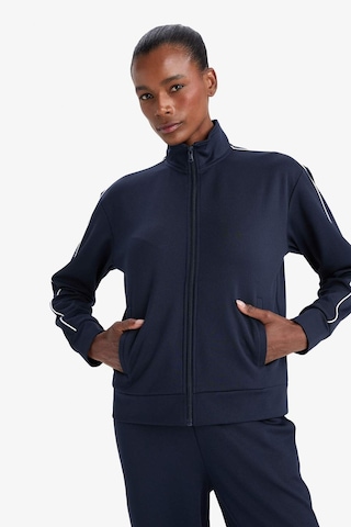 Defacto Defactofit Slim Fit Dar Kesim Dik Yaka İçi Yumuşak Tüylü Fermuarlı Hırka F3844ax25aunv253 Lacivert