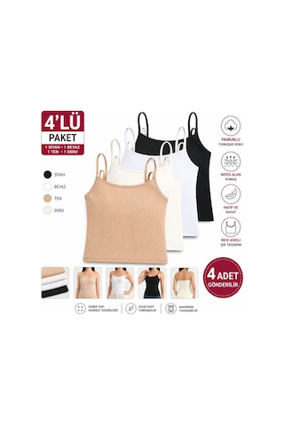 Comfort Secret Kadın Fitilli Pamuklu 4'lü Atlet Ekonomik Paket Beyaz