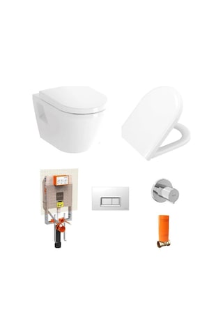 VitrA Integra Rim-Ex Kanalsız Asma Klozet + VitrA Yavaş Kapak 85 + VitrA Gömme Rezervuar Set 800-1868