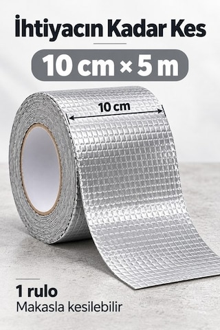 Su Geçirmez Çatı Boru Duvar Çatlak Yapışkan Çamur Bant Folyo 5 Mt X 10 Cm