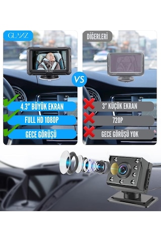 Glanz Full Hd 1080p Gece Görüşü Özellikli  Araç İçi Çocuk Bebek Kamerası