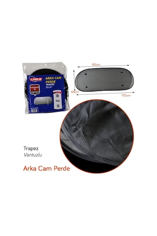 Carub Arka Cam Perde Trapez Siyah Vantuzlu Br4954002