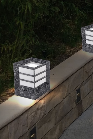 Mermer Desen Plastik Kare Küp Bahçe Aydınlatma Armatürü