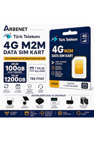 Türk Telekom 4g Data Sim Kart Aylık 100 Gb Yıllık 1200 Gb Internet Tüm 4g Cihazlarla Uyumlu M2m Türk Telekom 4g Data Sim Kart Aylık 100 Gb Yıllık 1200 Gb Internet Tüm 4g Cihazlarla Uyumlu M2m