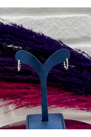 925 Ayar Gümüş Halka Modeli Orta Boy Zarif Kadın Küpe Gümüş