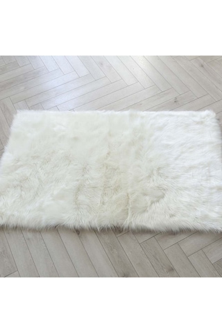 Saraz Halı Post Peluş Beyaz Yıkanabilir