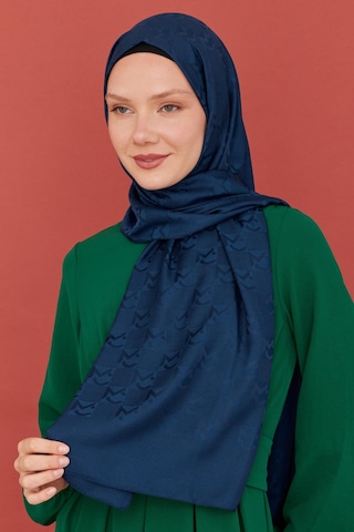 Mirsoy Scarf Mc Desen Parlak Jakar Şal - Lacivert Lacivert